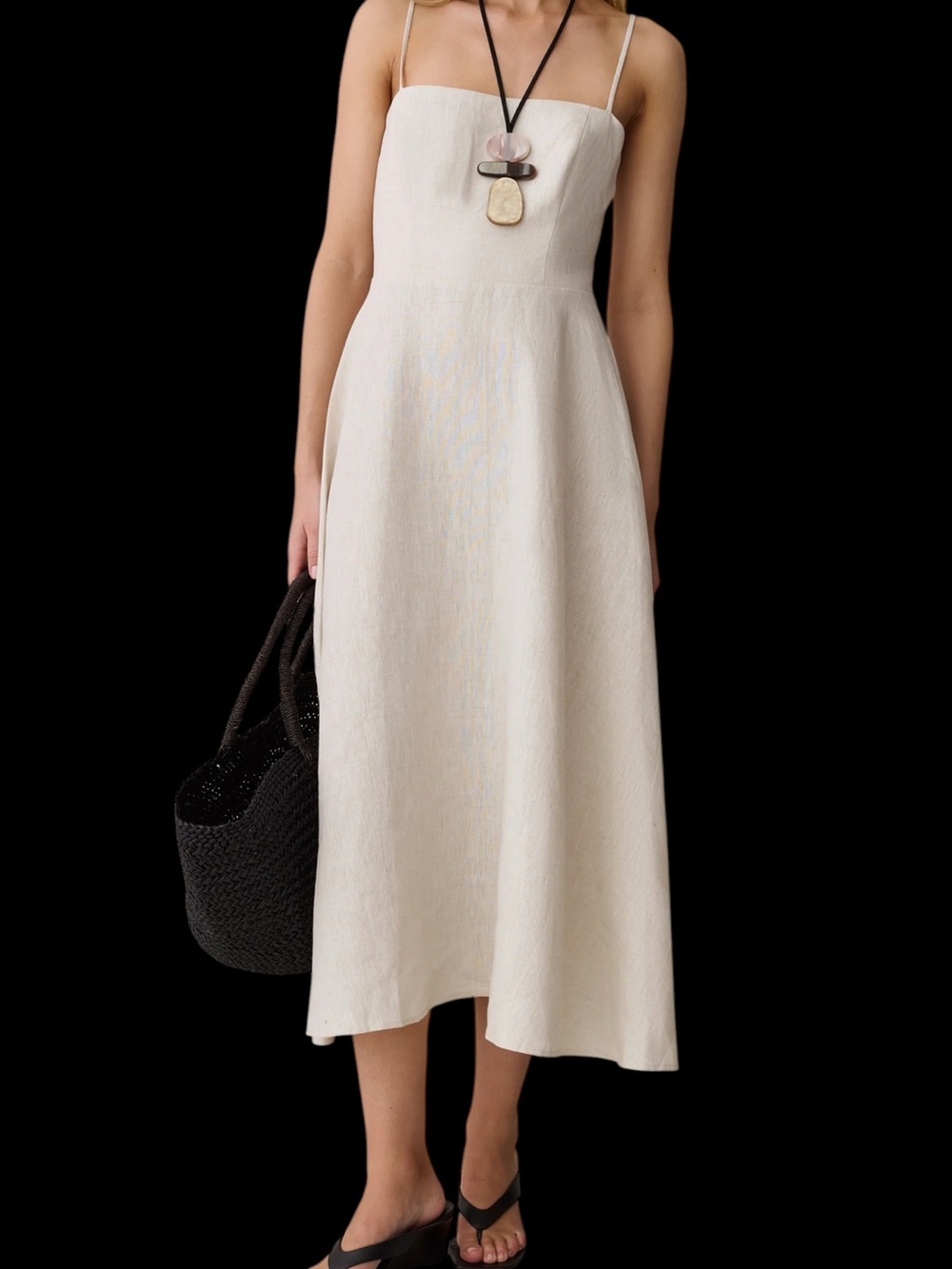 Few Moda o.p.t. Khalani Linen Dress Natural Tan Midi NWT